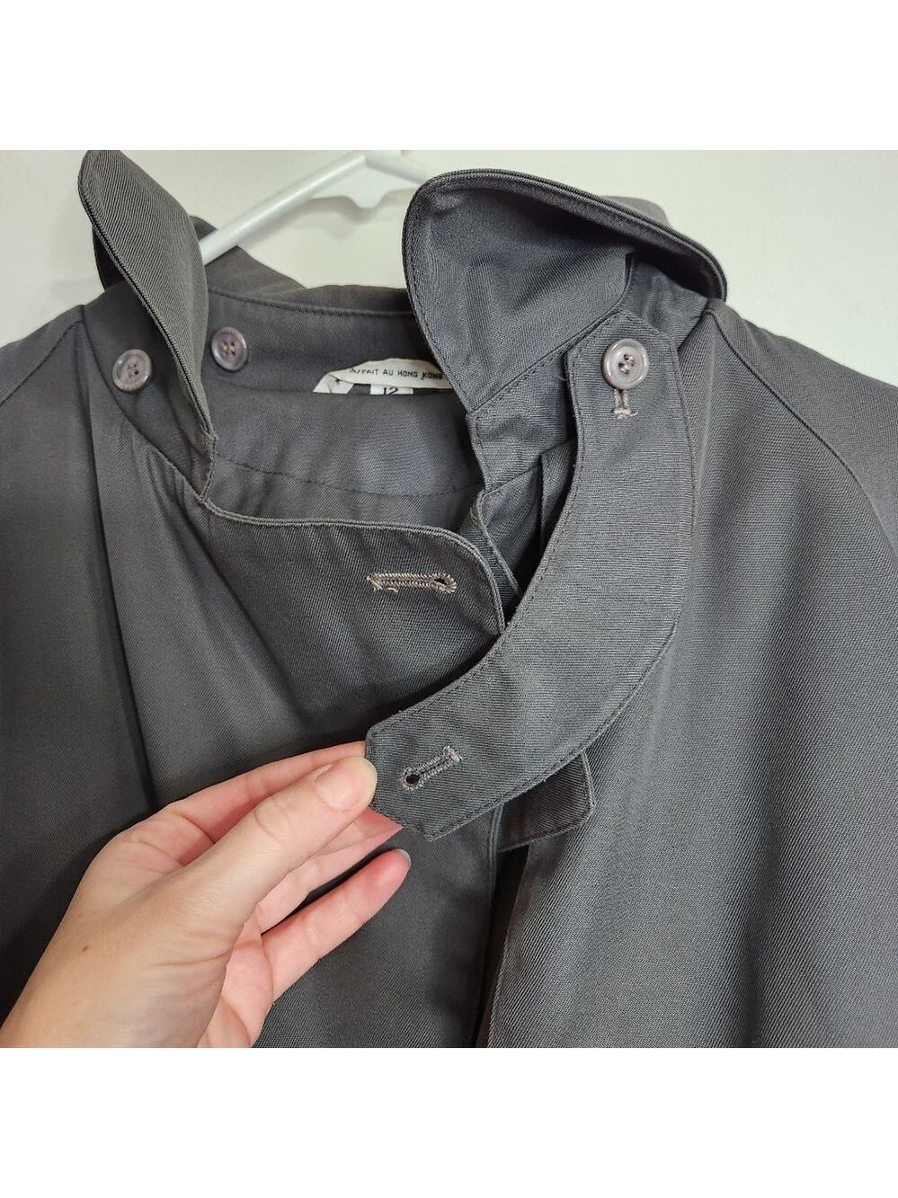 Vintage Hudson Bay Dark Grey Removable Liner Trenchcoat Size 12 - Picture 3 of 16